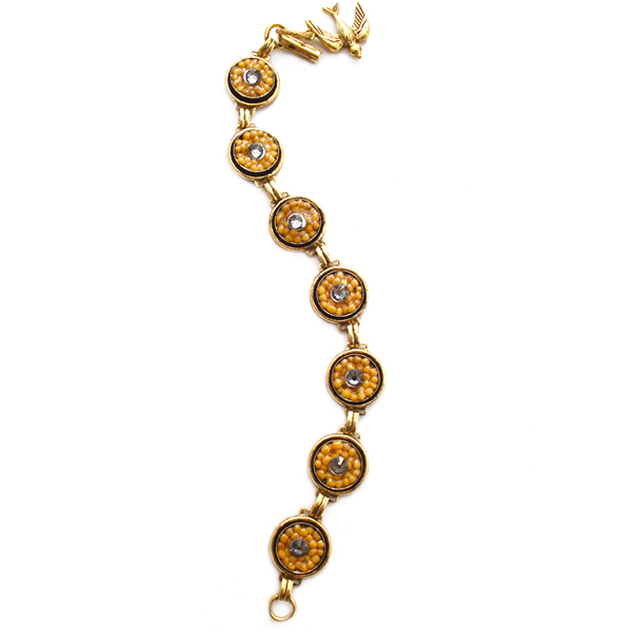 Joy Gold with Black Diamond Crystal Mustard Seed Bracelet