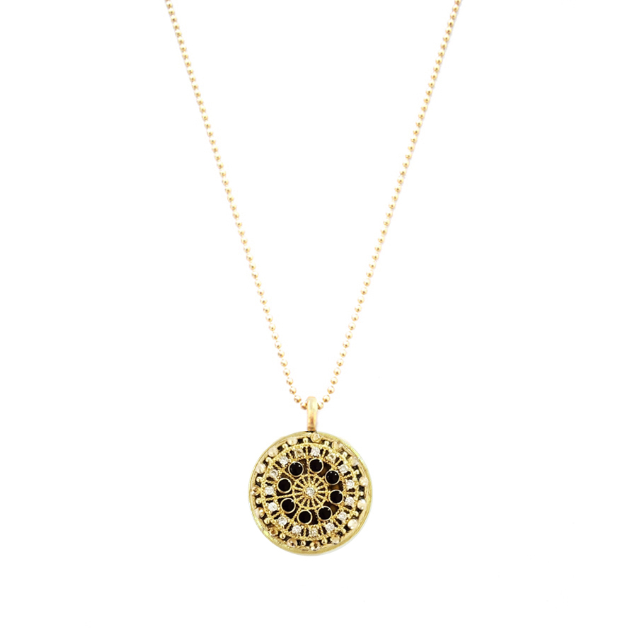 RADIANT WELLBEING Gold & Black Coin Pendant Necklace