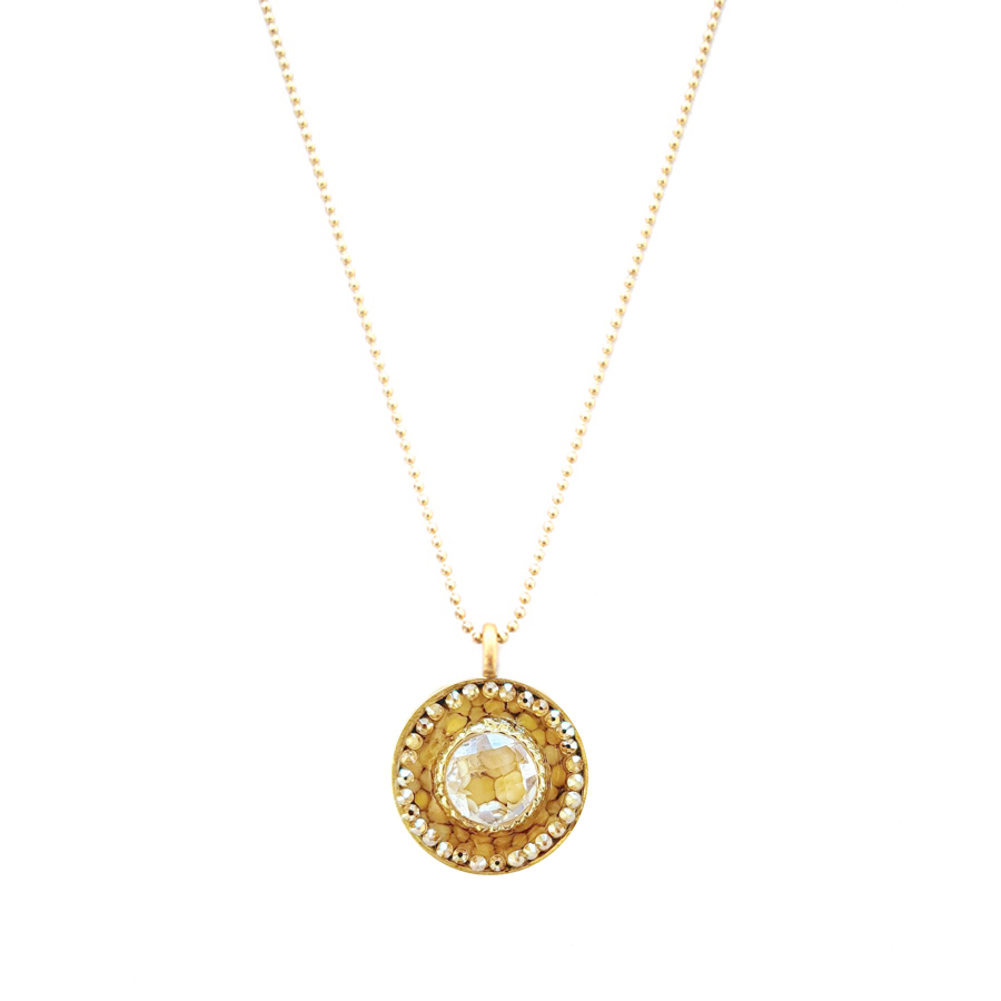 “Abundant Life” Citrine Stone Gold Round Pendant – Mustard Seed Jewelry